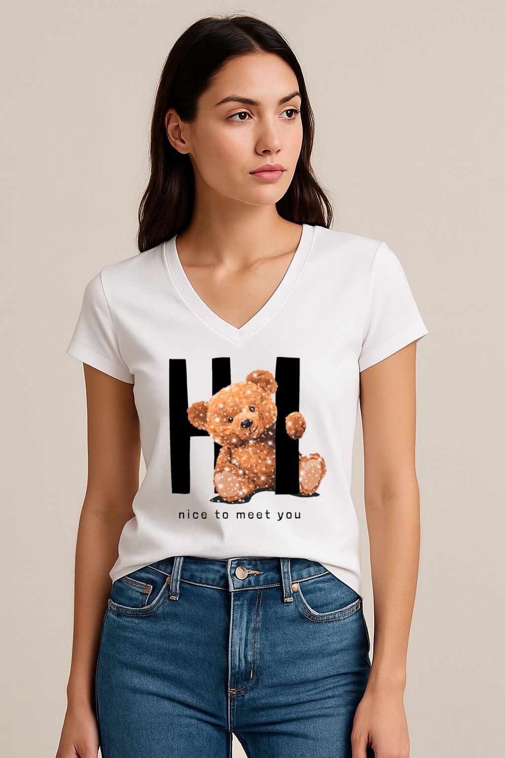 Tricou dama anchior din bumbac 100% Nice to meet you