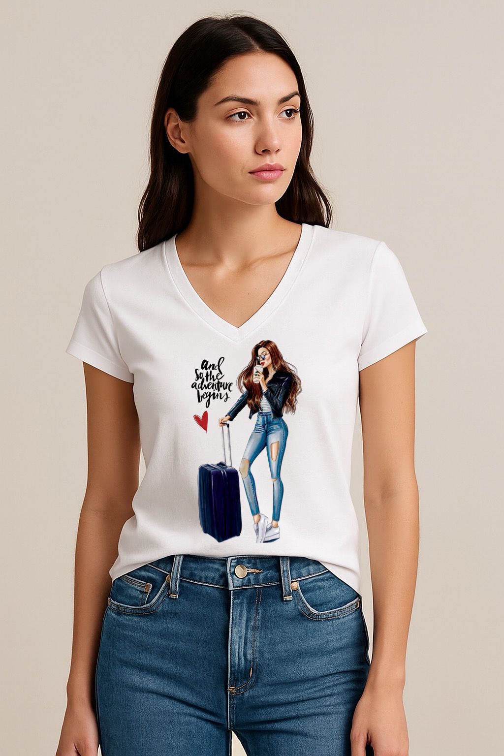 Tricou dama anchior din bumbac 100% Adventure begins