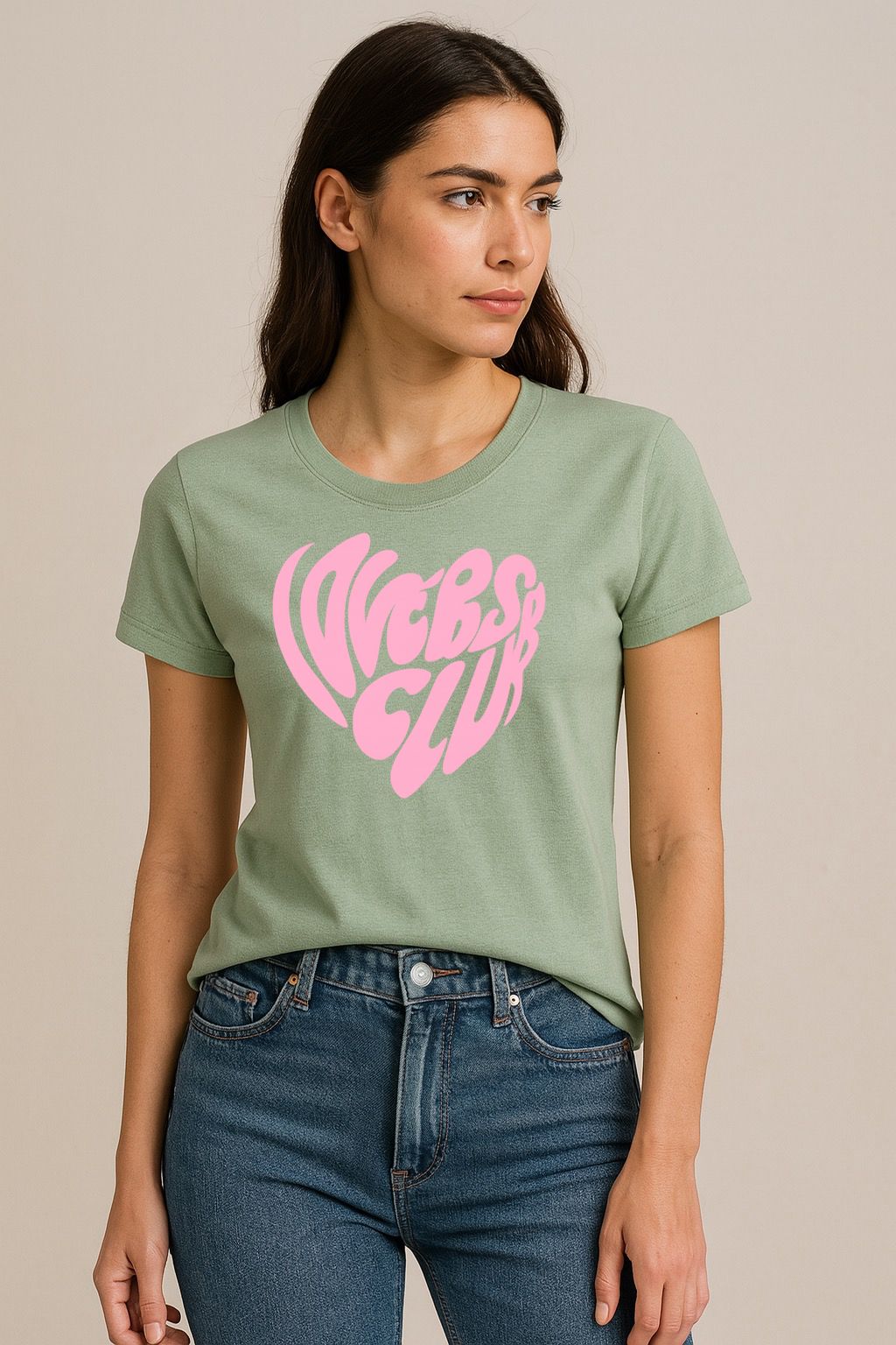Tricou Verde salvie Pink club