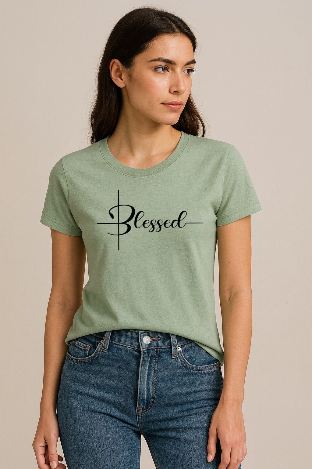 Tricou Verde salvie Blessed