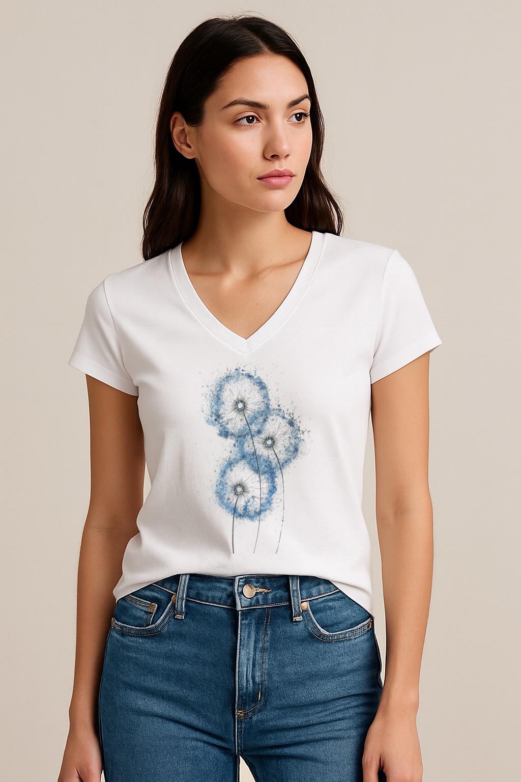 Tricou dama anchior din bumbac 100% 3 blue butterflies