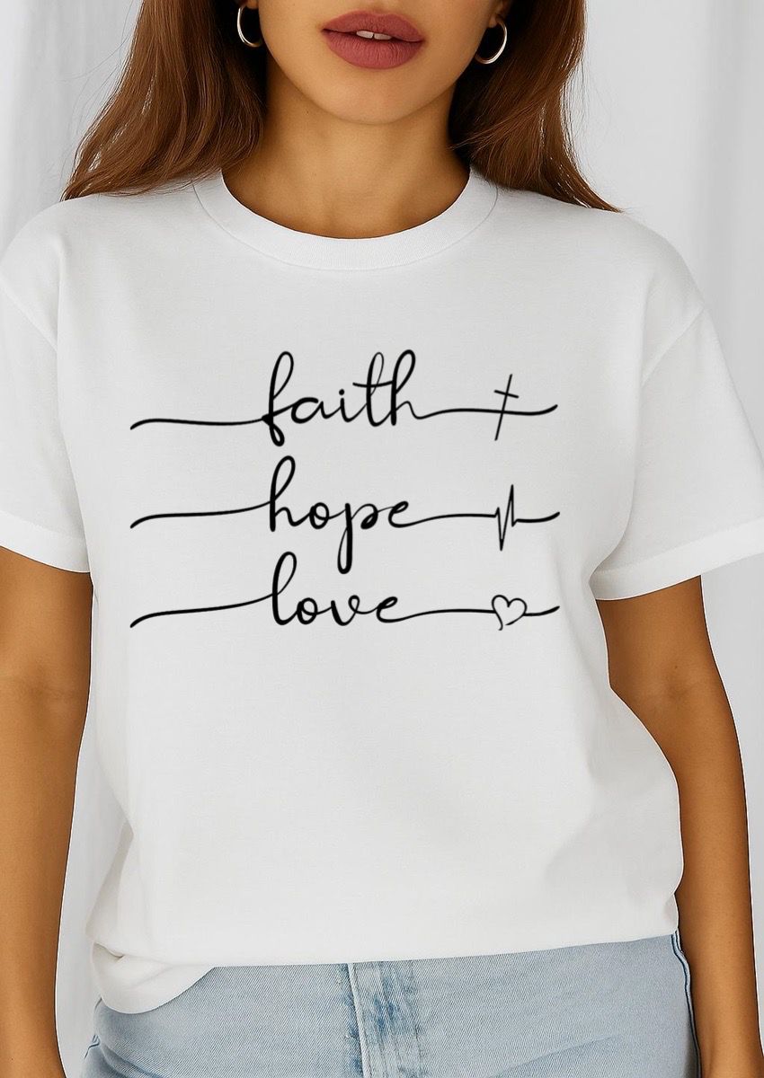 Tricou dama din bumbac 100% Faith Hope Love