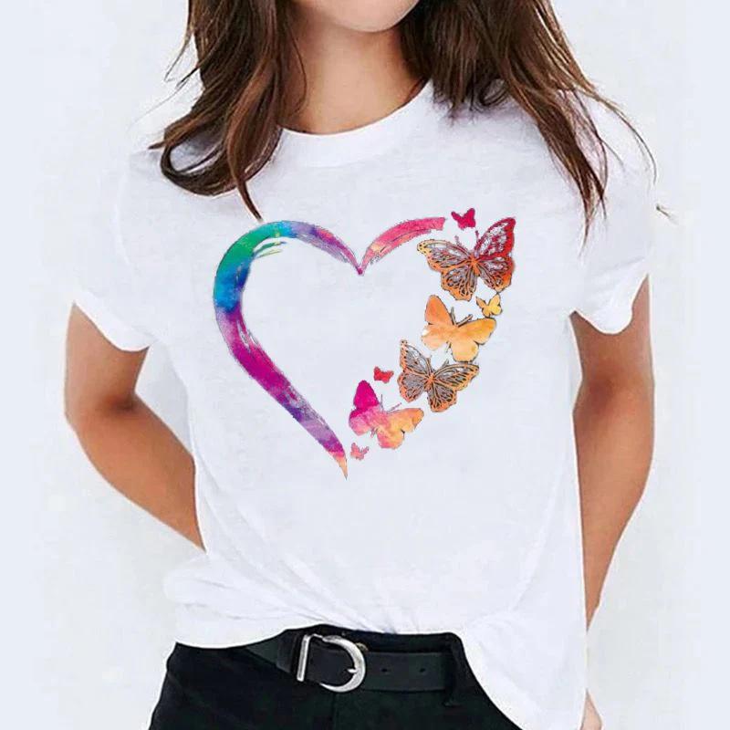 Tricou dama din bumbac 100% Heart & Butterflies - Lichidare stoc