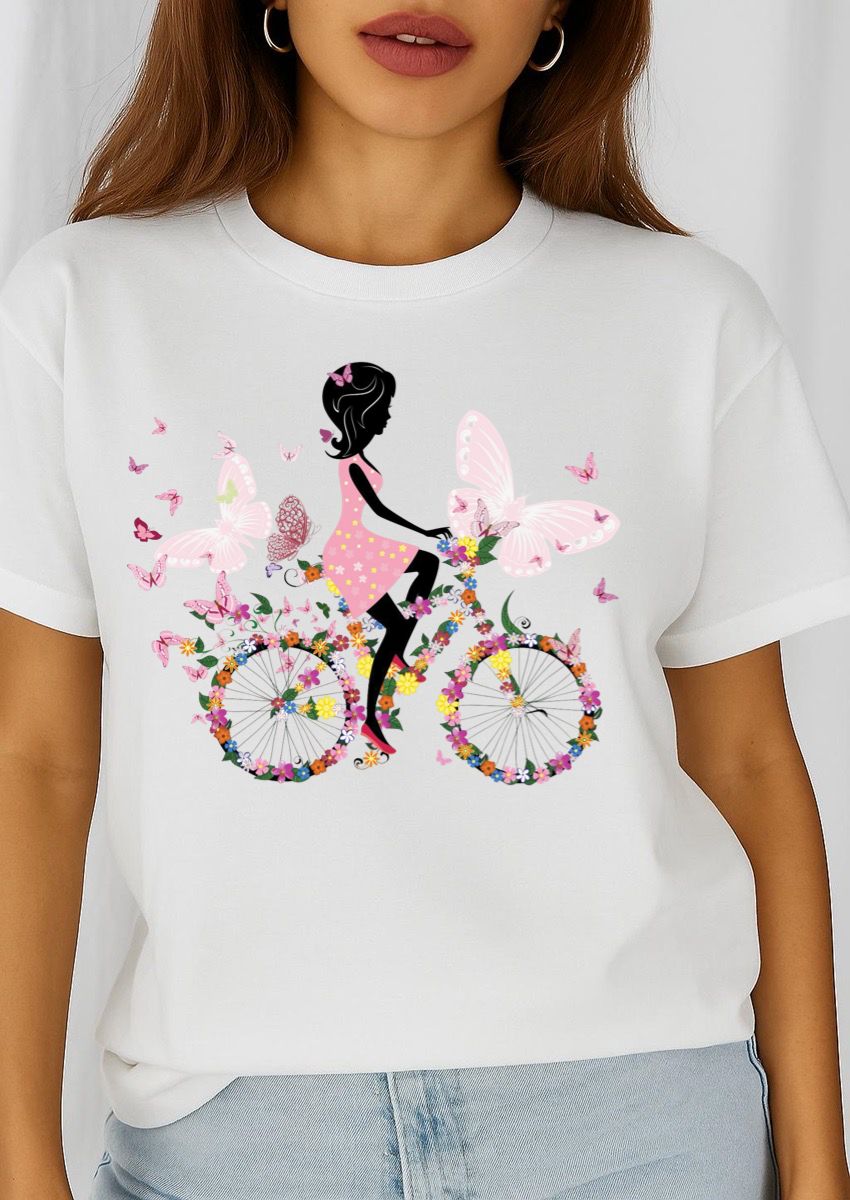 Tricou dama din bumbac 100% Butterfly Bicycle