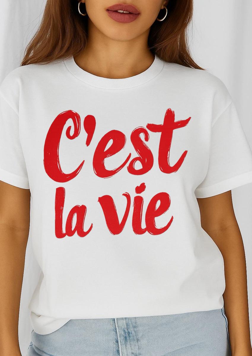 Tricou dama din bumbac 100% C'est la vie