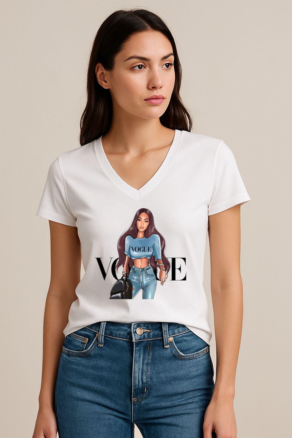 Tricou dama anchior din bumbac 100% Fashion blue