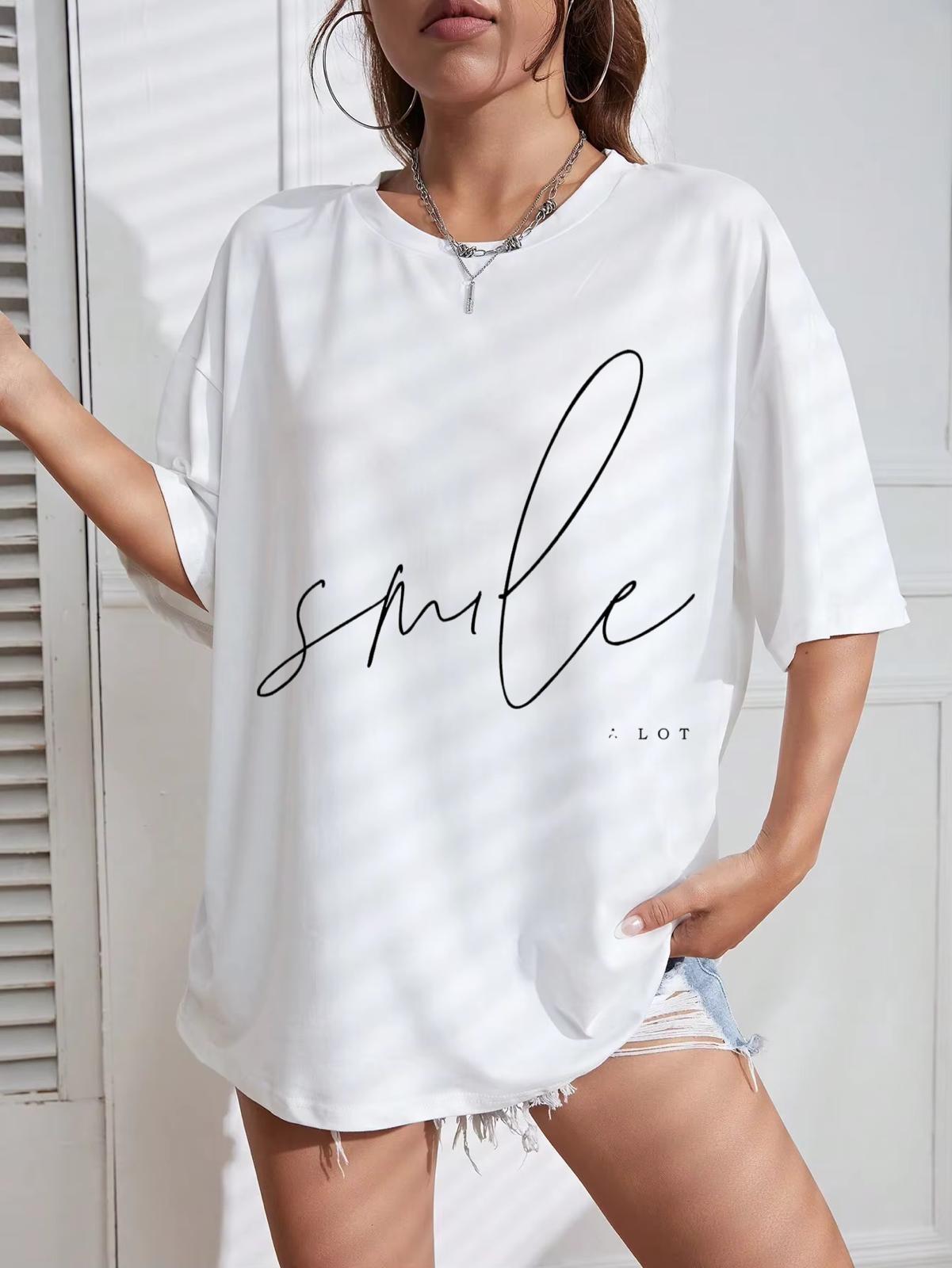 Tricou Oversize din bumbac 100% Smile
