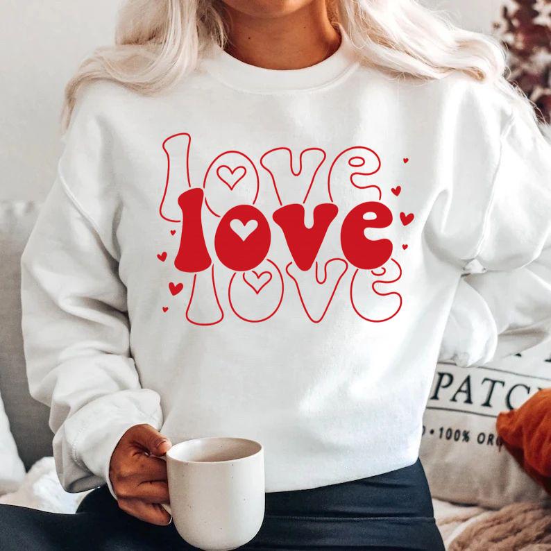 Bluza alba din bumbac 100% Red love
