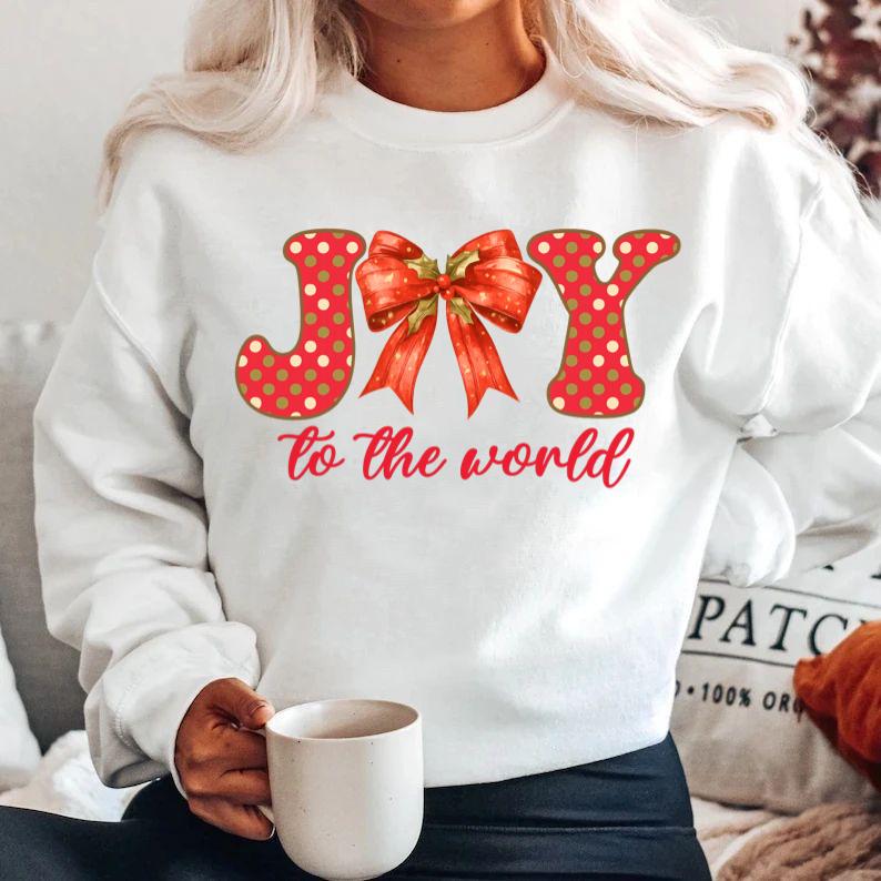 Bluza alba din bumbac 100% Joy to the wold