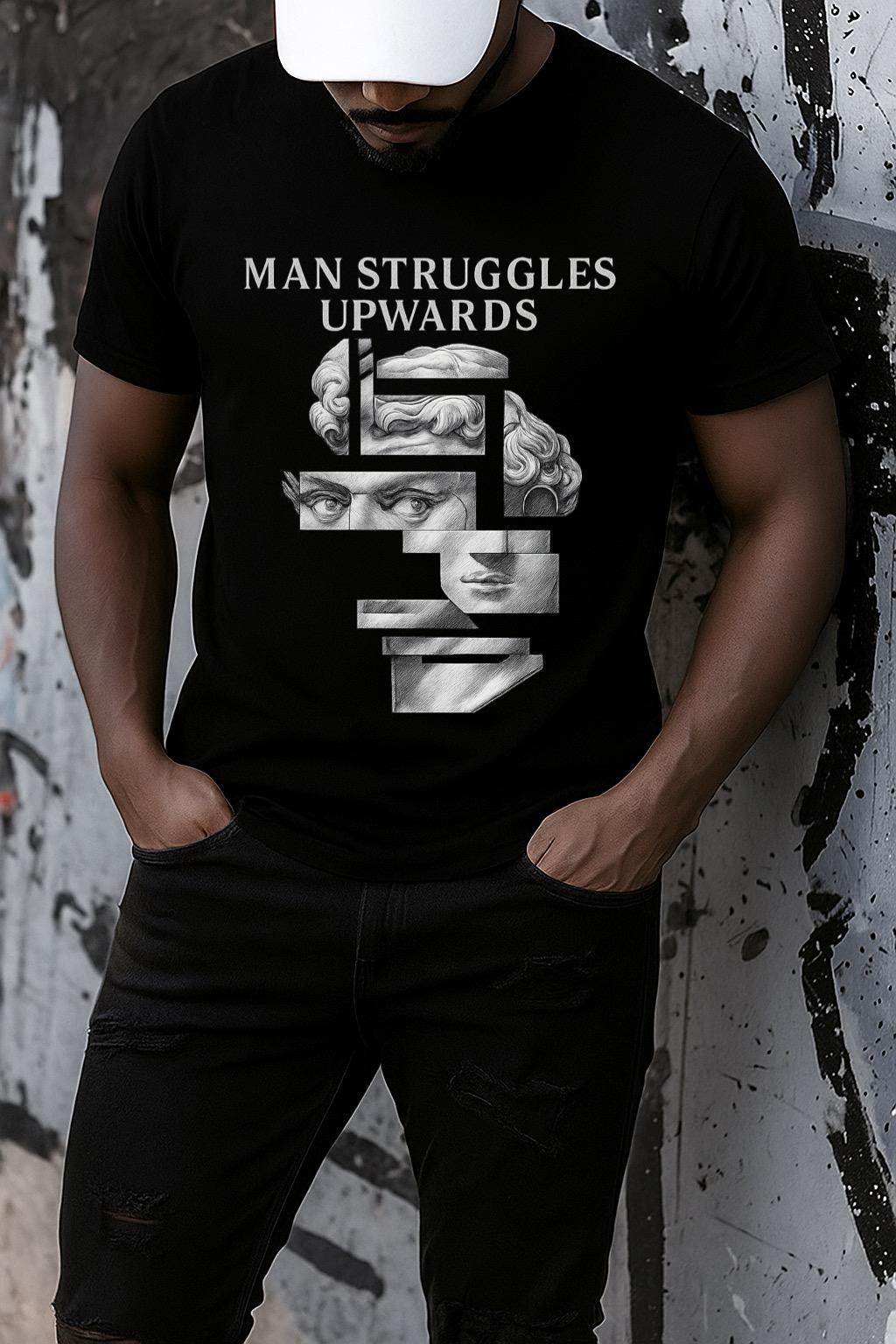 Tricou negru din bumbac 100% Upwards