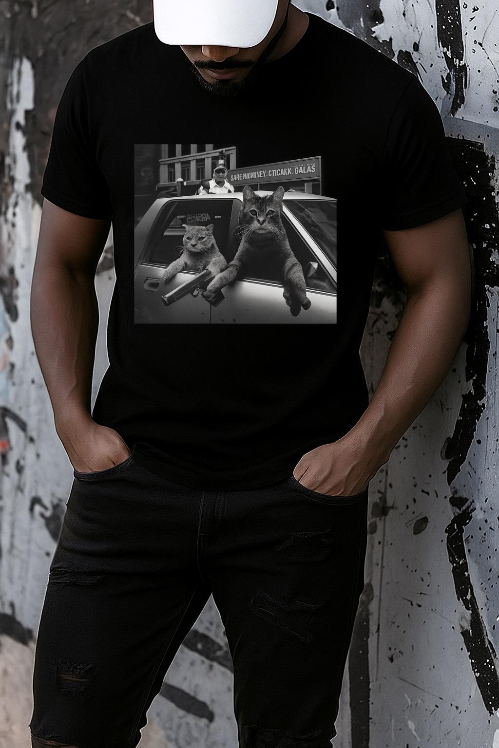 Tricou negru din bumbac 100% Guns