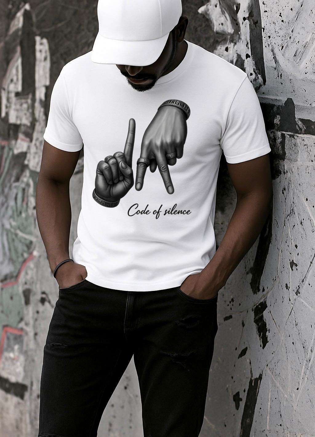 Tricou alb din bumbac 100% Silence