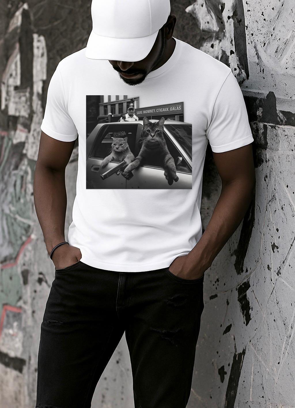 Tricou alb din bumbac 100% Guns