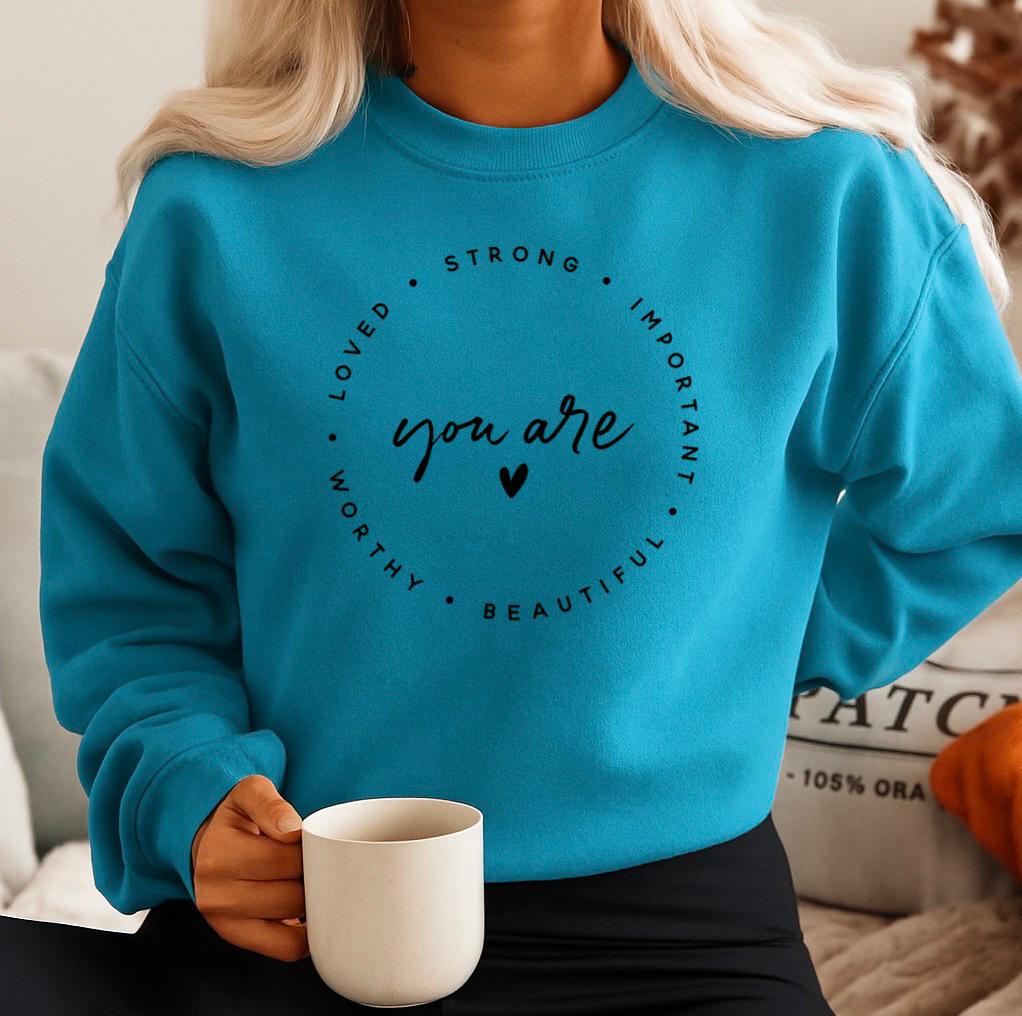 Bluza turcoaz din bumbac 100% You are