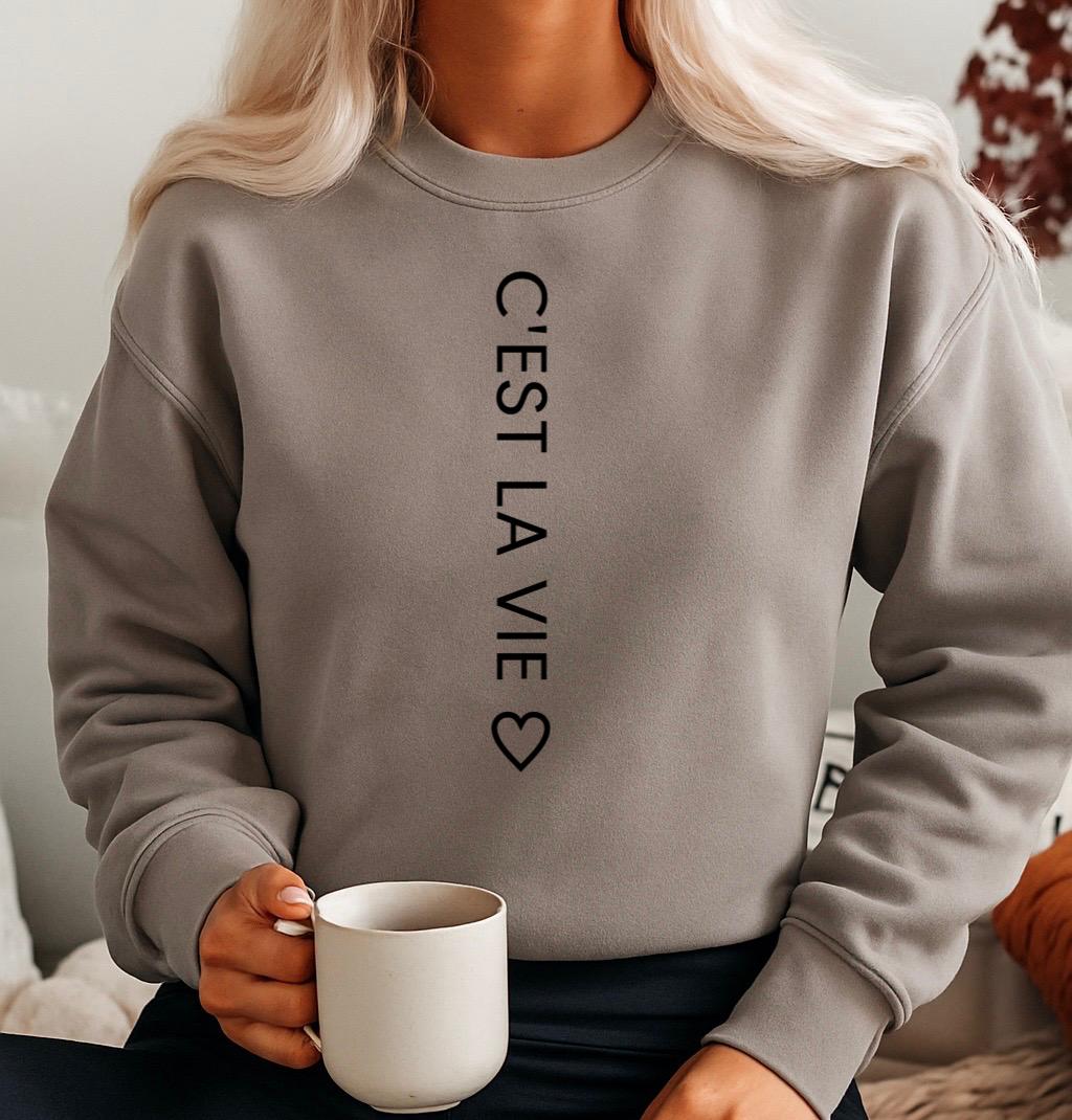 Bluza gri din bumbac 100% C'est la vie