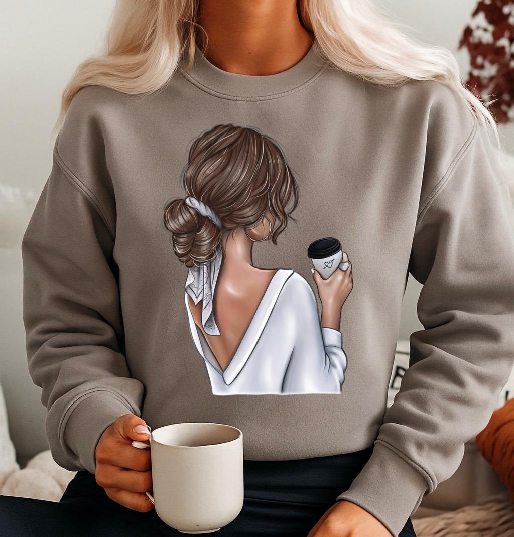 Bluza Gri Dama din Bumbac 100% Love Coffee