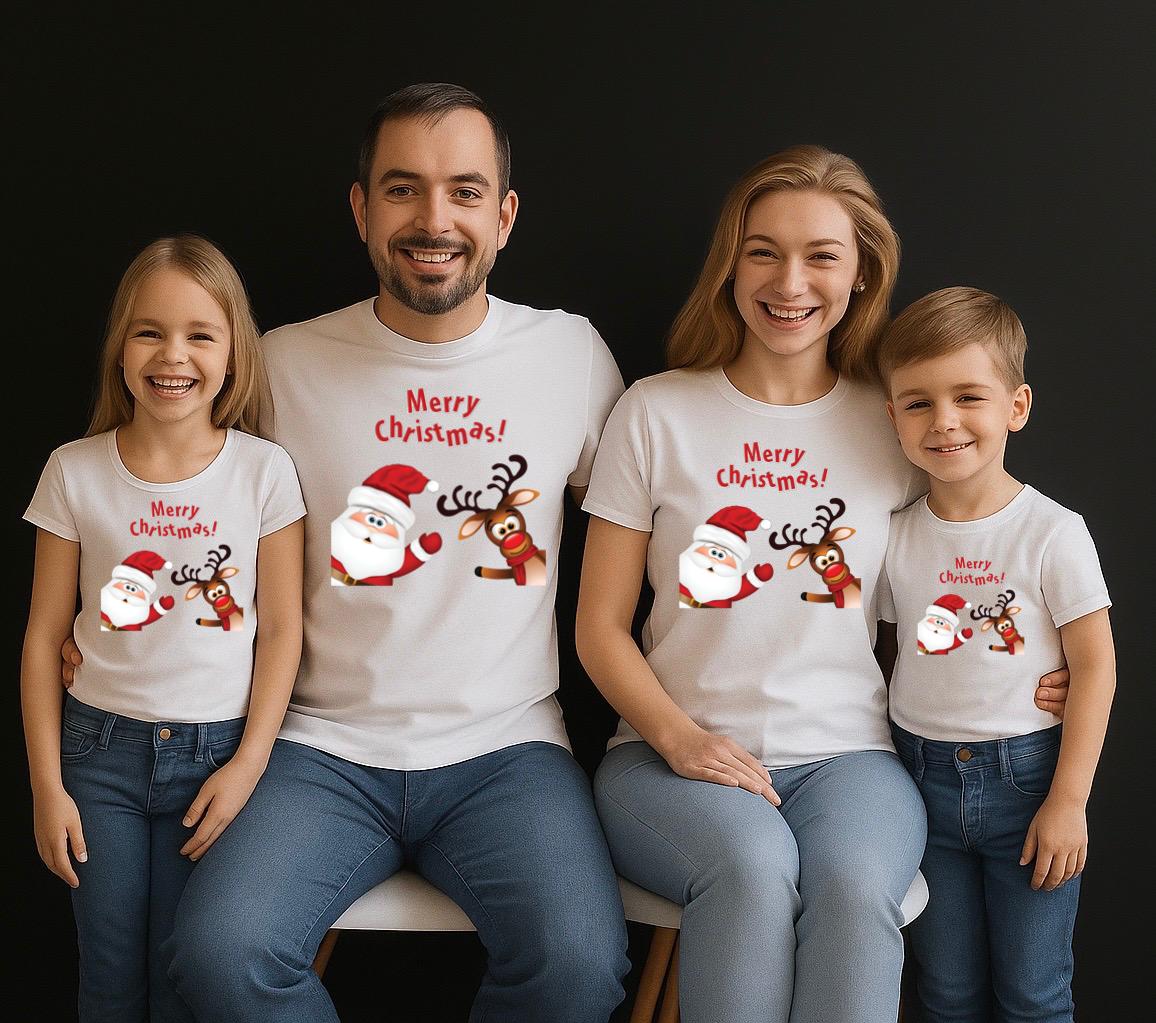 Tricou Tricouri Familie Craciun Fericit – Bumbac 100%