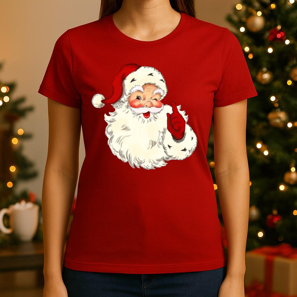 Tricou rosu din bumbac 100% Mos craciun 4