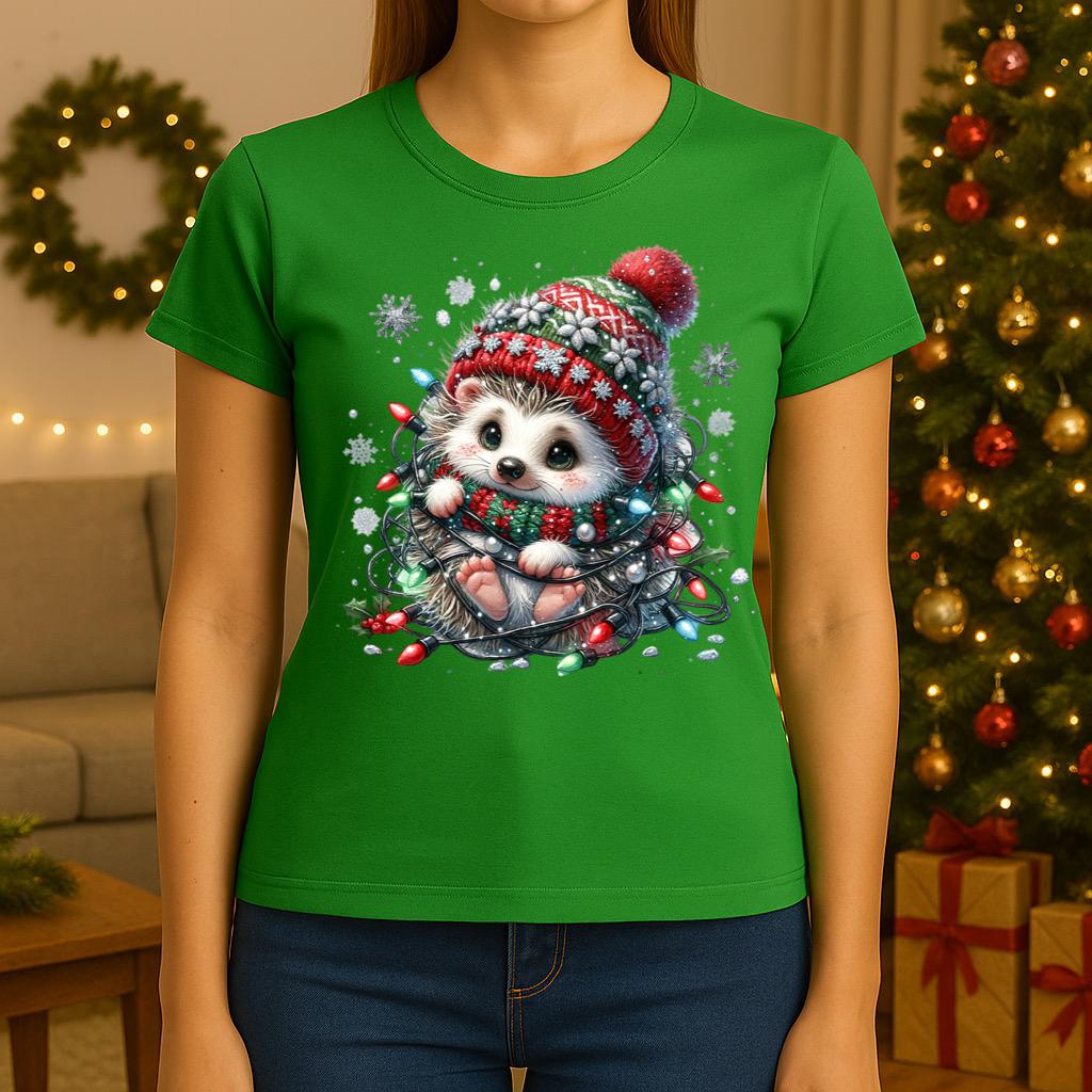 Tricou Verde Dama din Bumbac 100% - Cute Christmas - MonCherie