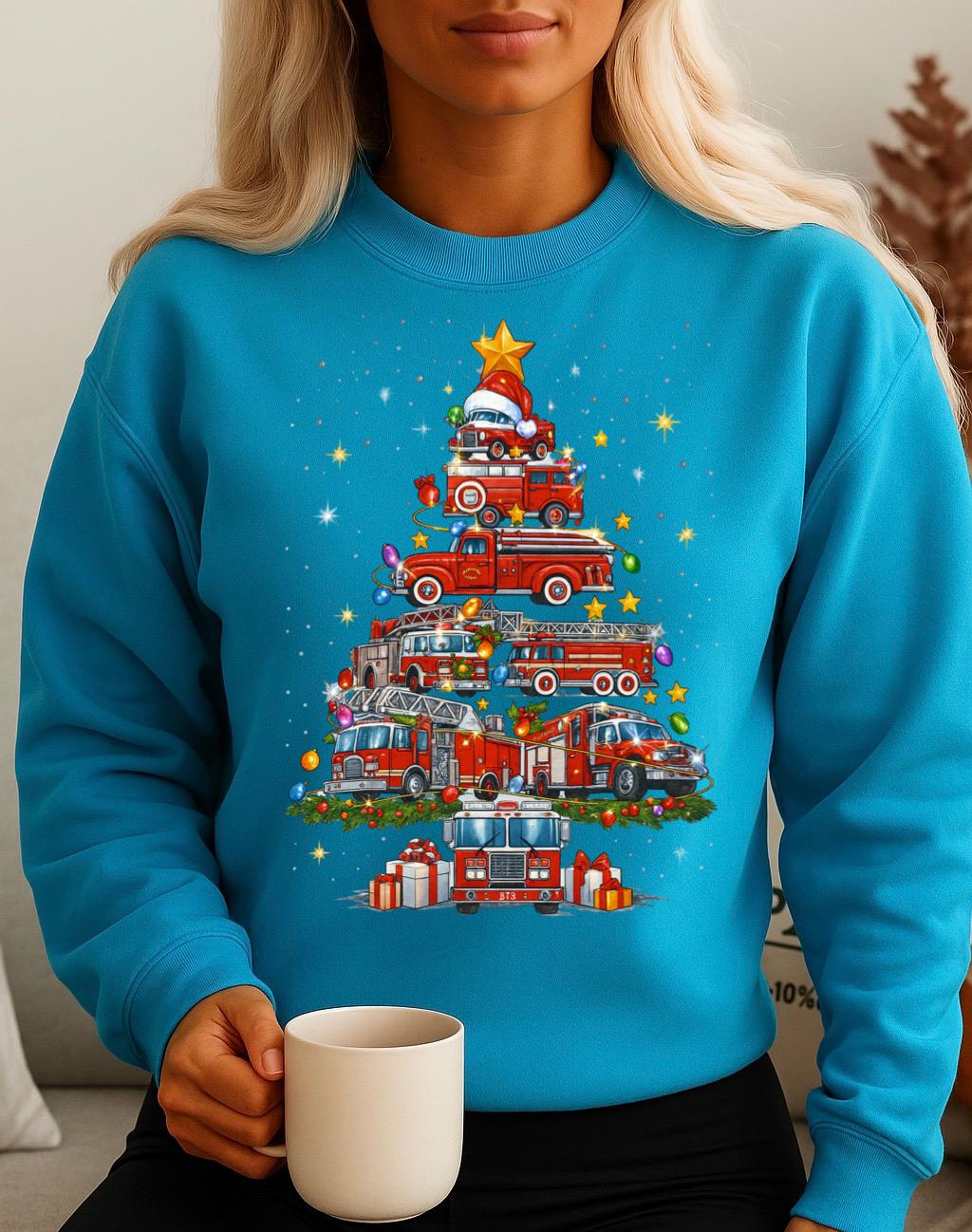 Bluza Turcoaz Dama din Bumbac 100% - Brad de Craciun - MonCherie
