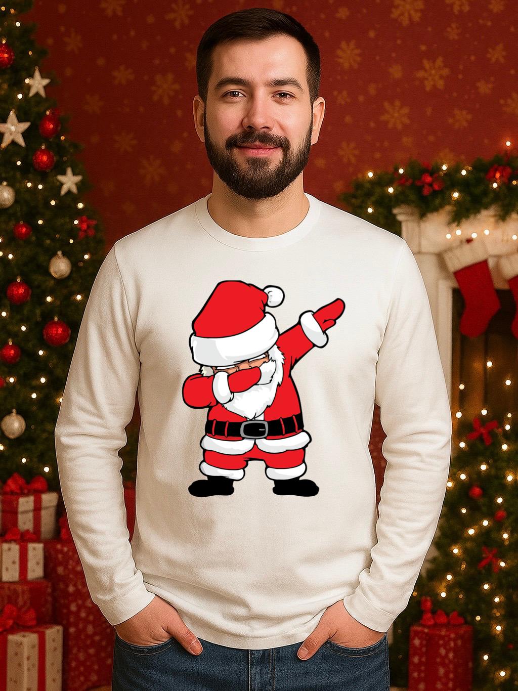 Bluza alba din bumbac 100% Mos craciun