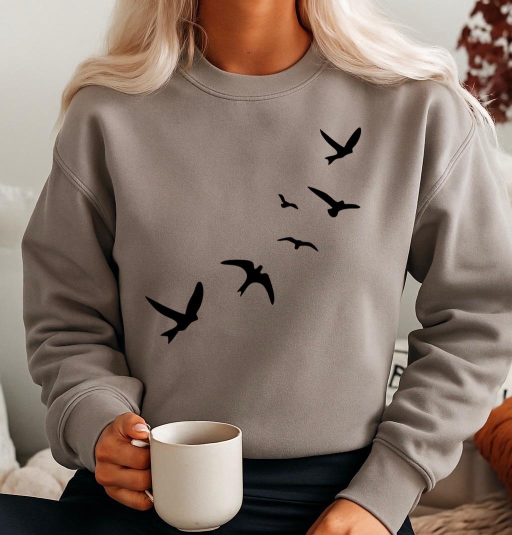 Bluza gri din bumbac 100% 6 Black butterflies