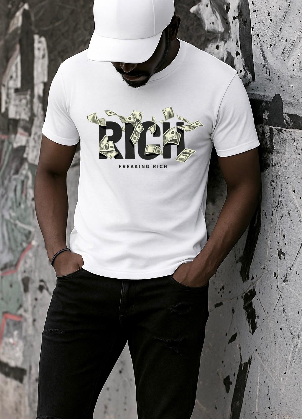 Tricou alb din bumbac 100% Rich