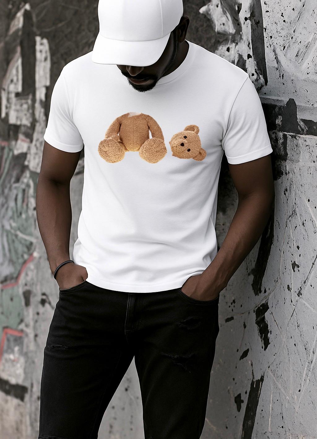 Tricou alb din bumbac 100% Gold bear