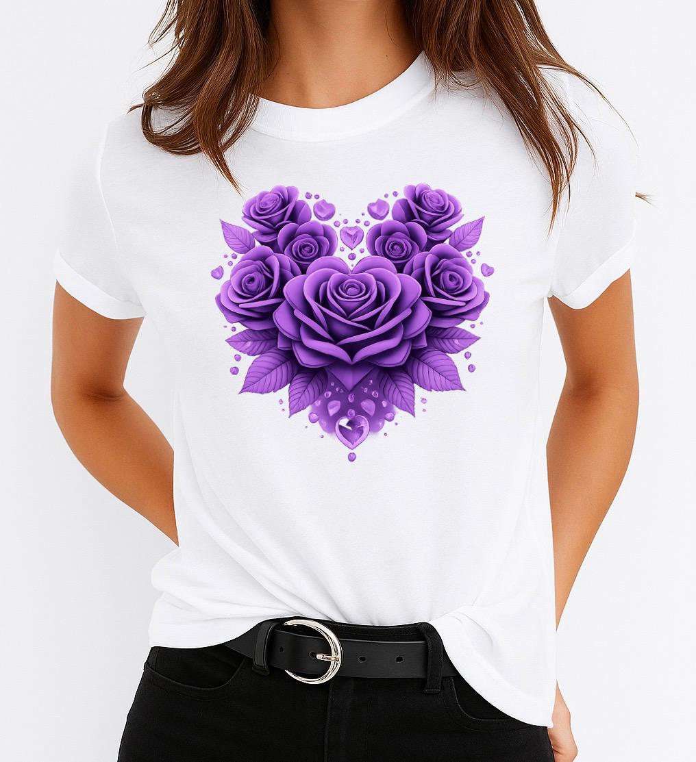Tricou dama din bumbac 100% Flower mov