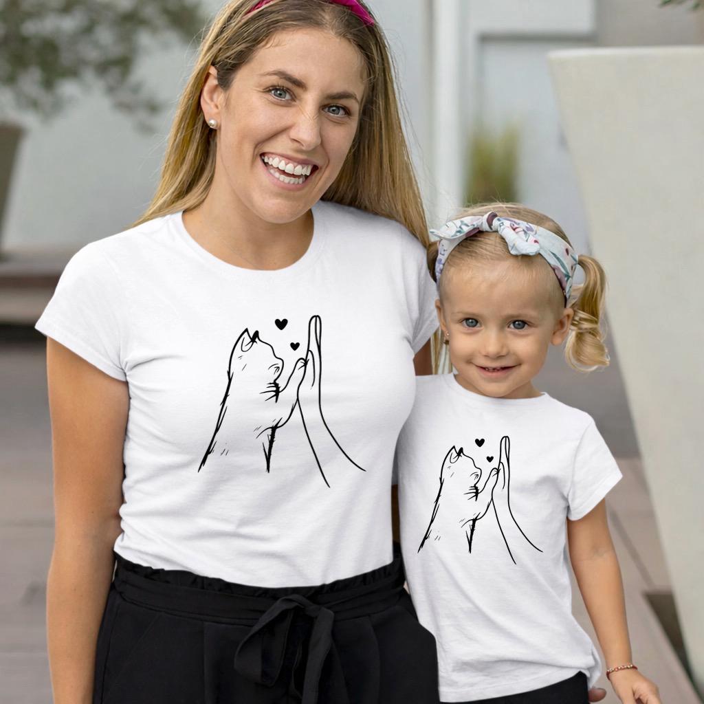 Set Tricouri Mama si Copil din Bumbac 100% - Mama si Fata - MonCherie