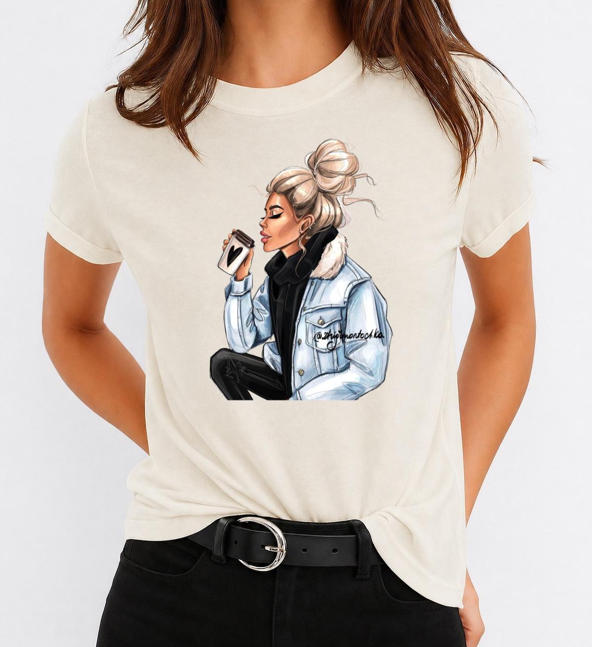 Tricou Bej Dama din Bumbac 100% - Need Coffee - MonCherie