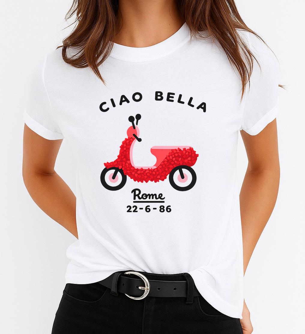 Tricou Alb Dama din Bumbac 100% - Ciao bella