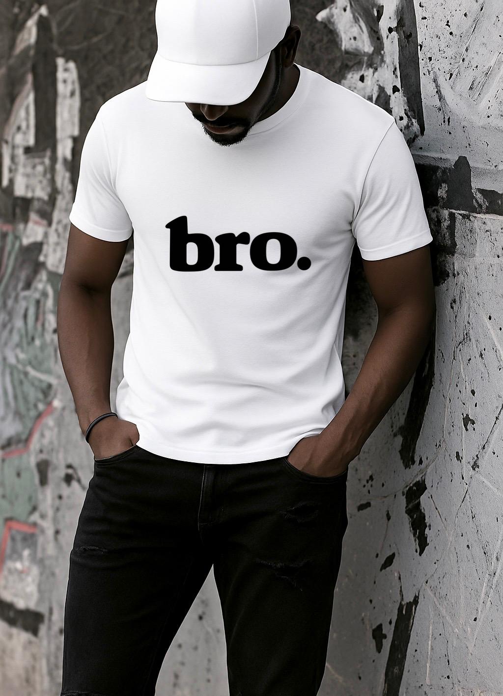 Tricou Alb Barbati din Bumbac 100% - Bro