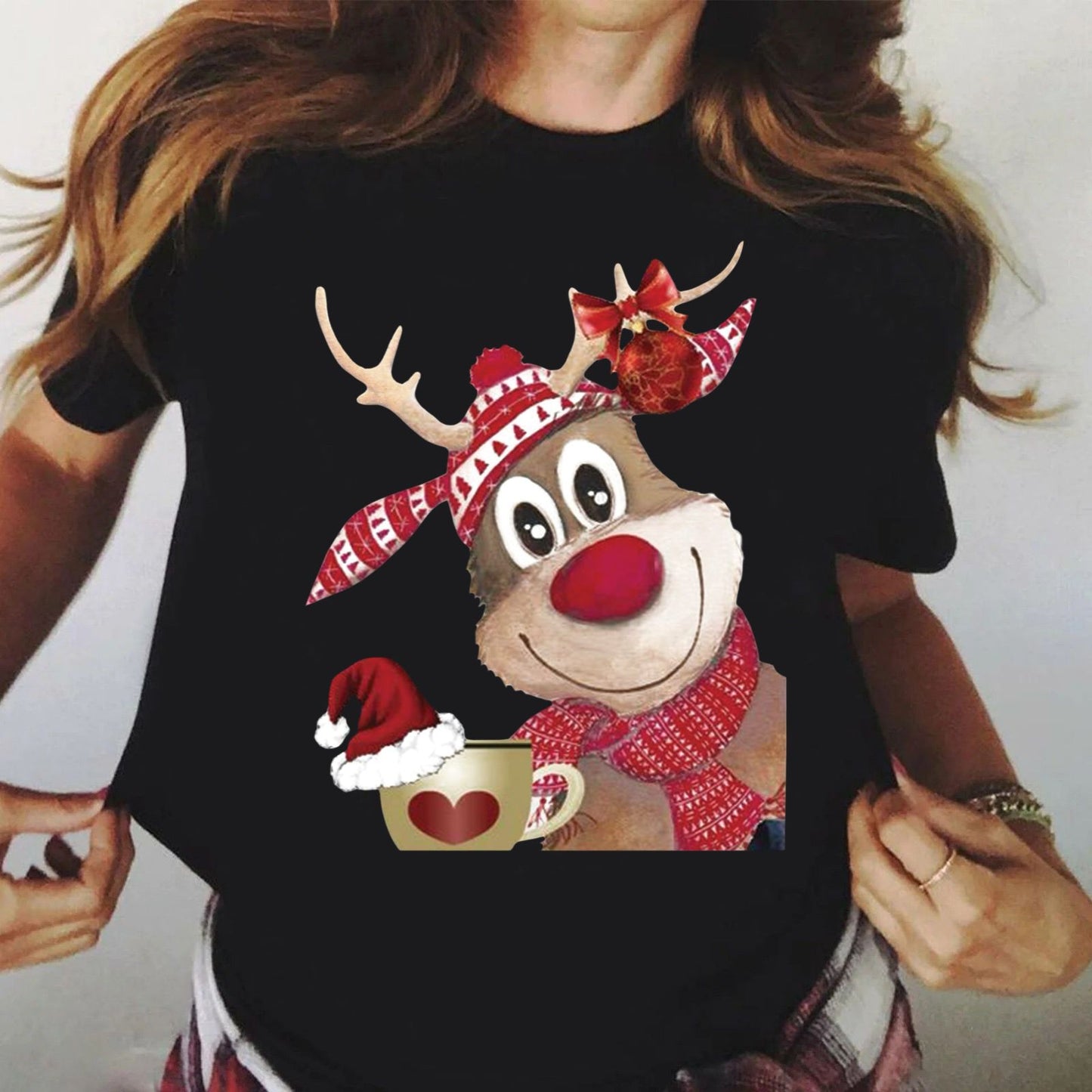 Tricou din bumbac 100% Negru Cute Ren