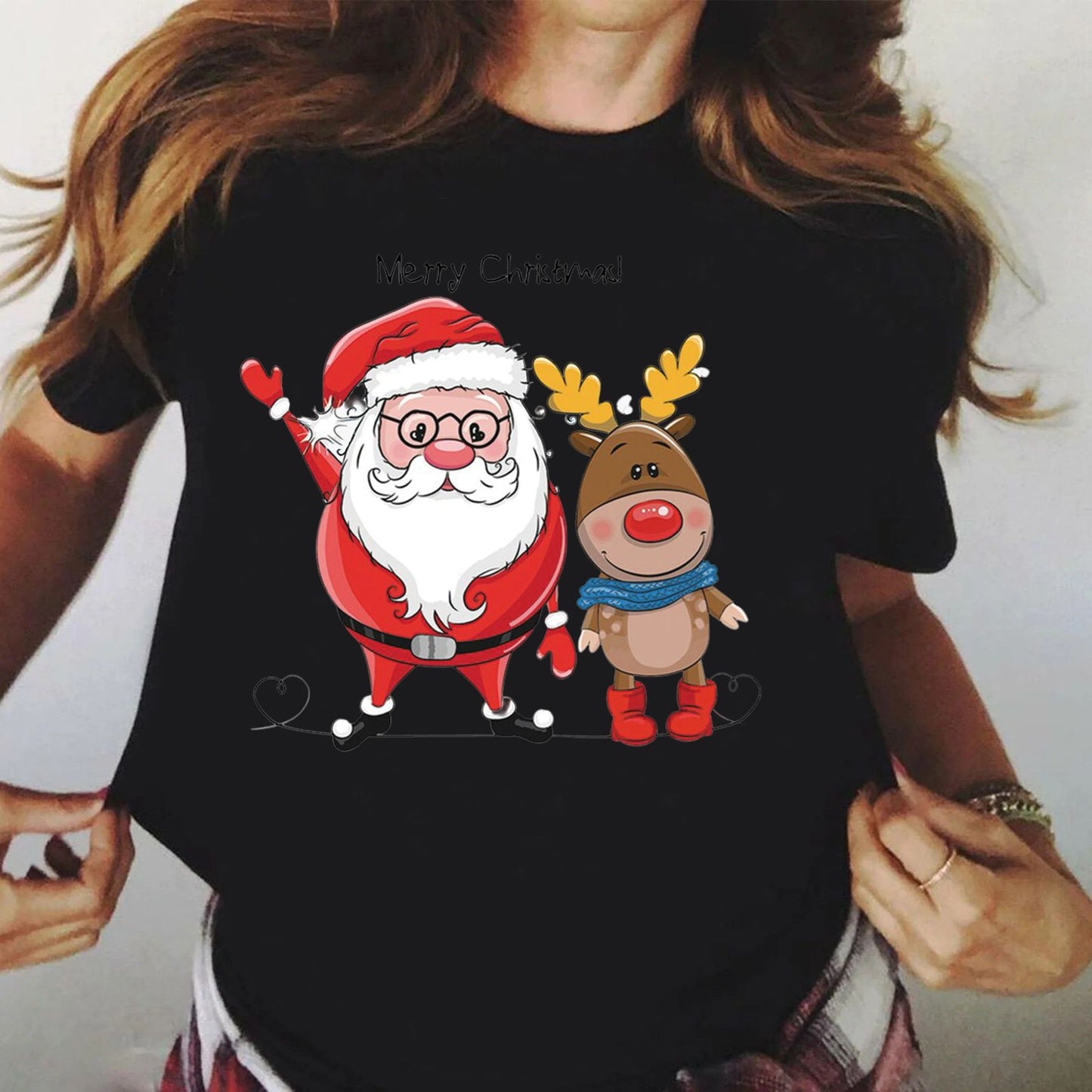 Tricou din bumbac 100% Negru Craciun