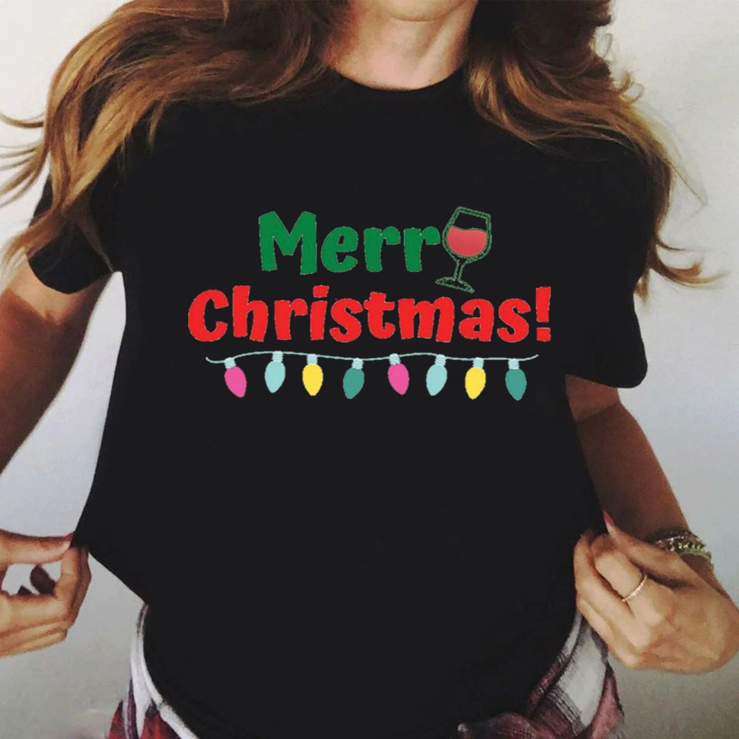 Tricou din bumbac 100% Negru Merry Christmas!