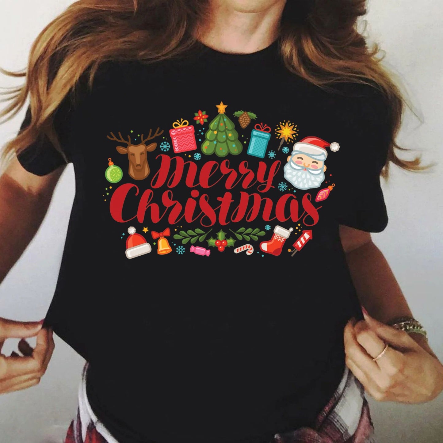 Tricou din bumbac 100% Negru Merry Christmas 4
