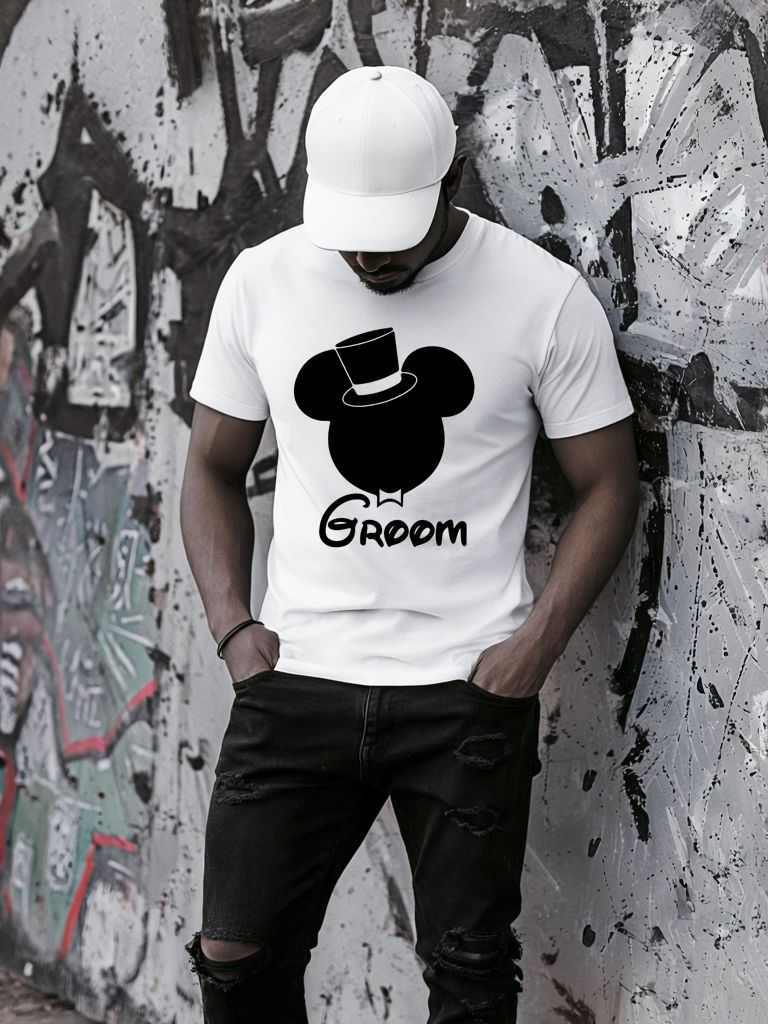 Tricou alb din bumbac 100% Groom