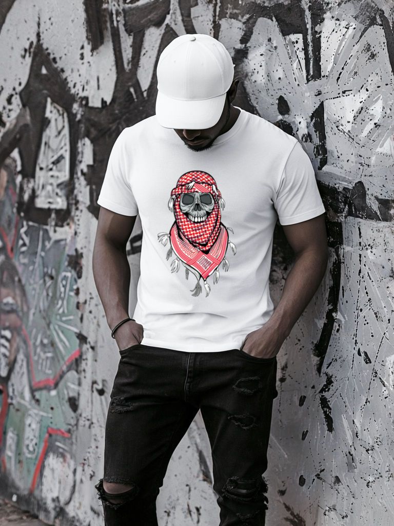 Tricou Alb Barbati Sheic Skull – Bumbac 100%