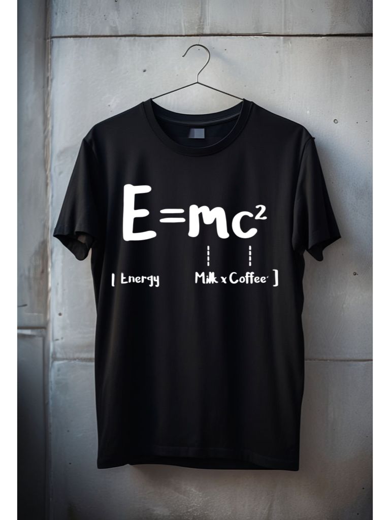 Tricou Negru Barbati din Bumbac 100% - E=Mc - MonCherie