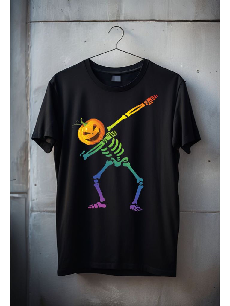 Tricou Negru Barbati din Bumbac 100% - Rainbow Dab - MonCherie