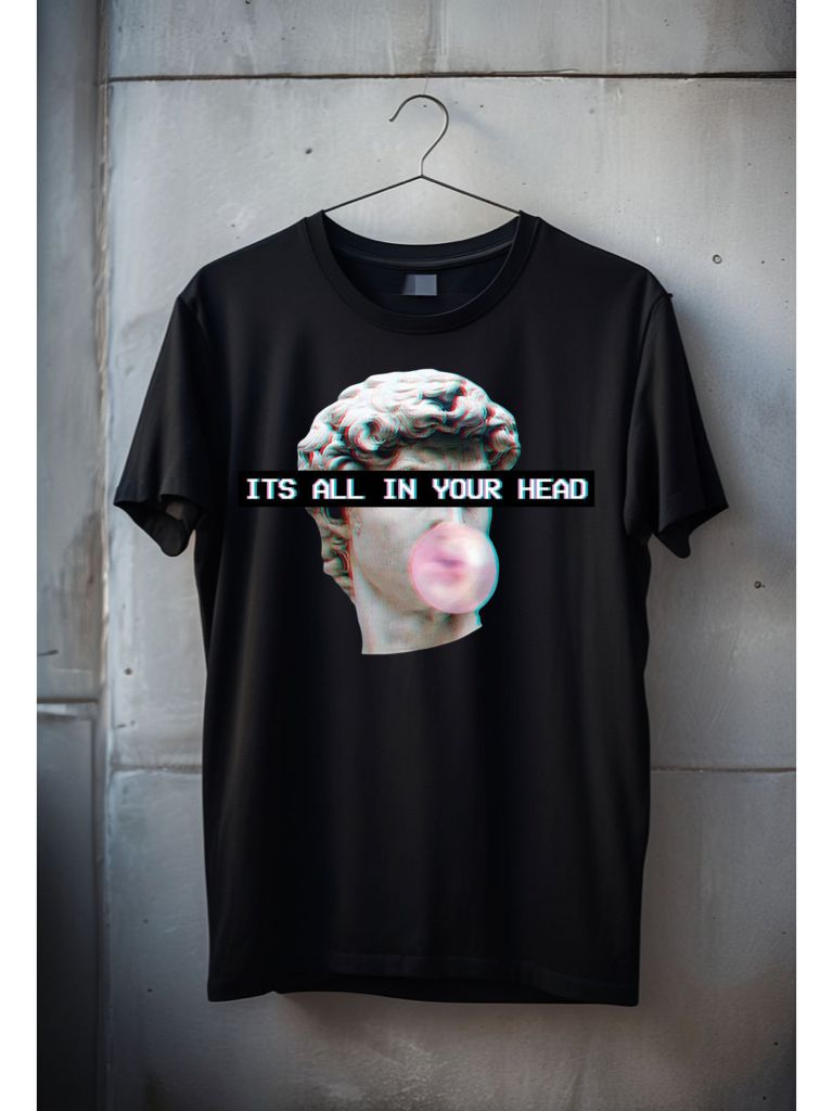 Tricou Negru Barbati din Bumbac 100% - It's All in Your Head - MonCherie
