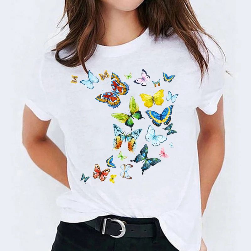 Tricou dama din bumbac 100% Nice Multicolor Butterflies