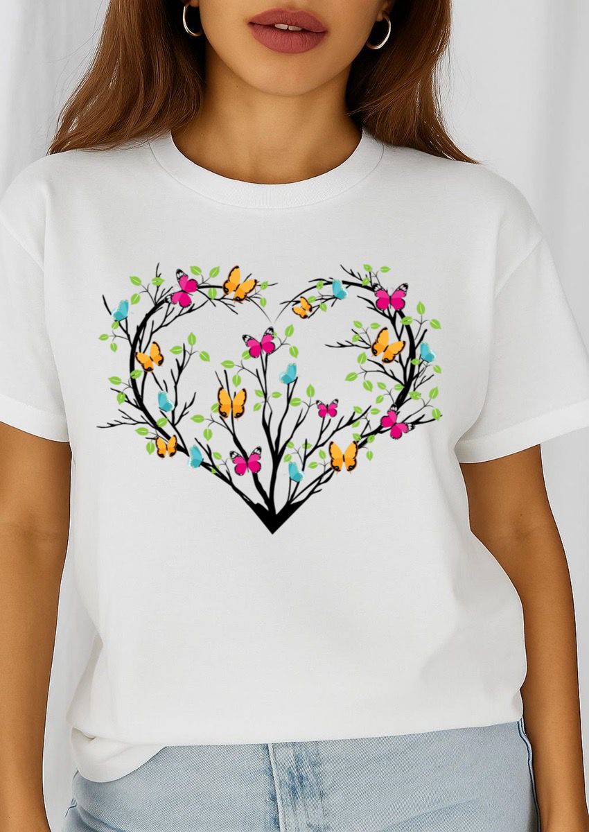 Tricou dama din bumbac 100% Heart Butterflies