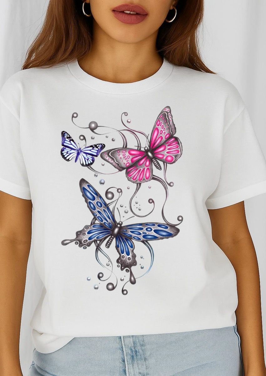 Tricou dama din bumbac 100% Nice Butterflies