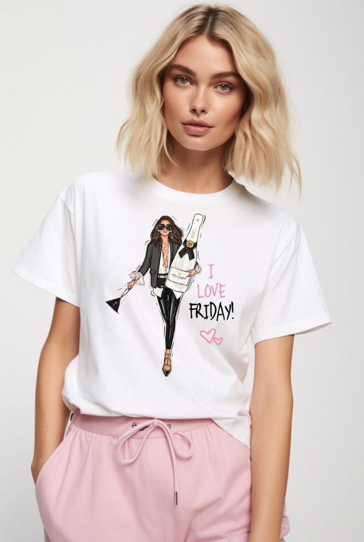 Tricou dama din bumbac 100% I Love Friday