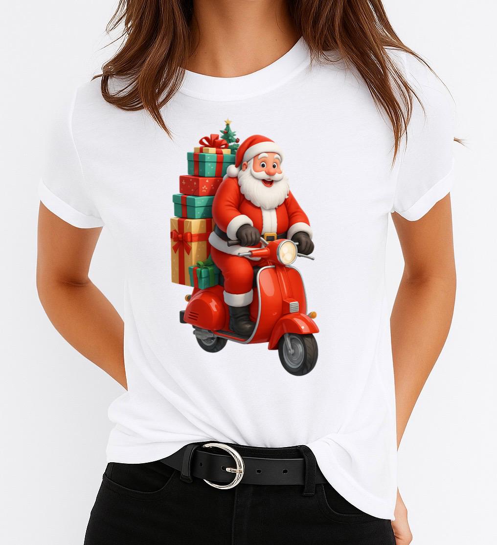 Tricou din bumbac 100% Christmas Scooter