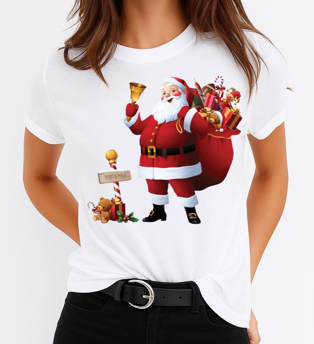 Tricou din bumbac 100% Mos Craciun Cu Sacu Rosu