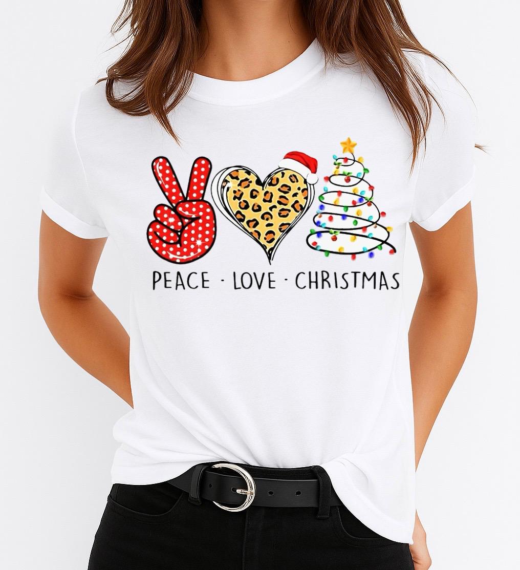 Tricou din bumbac 100% Peace Love Christmas