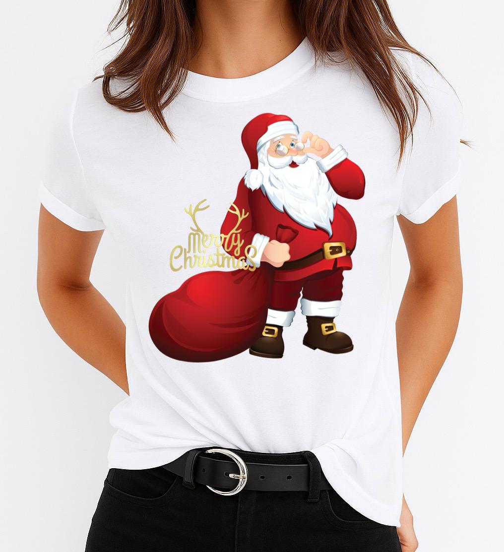 Tricou din bumbac 100% Merry Christmas Gold